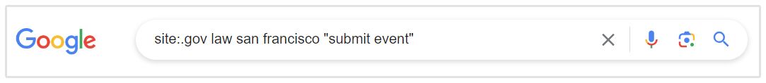 Búsqueda en Google de San Francisco Submit Event